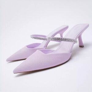 ❌⭕️SOLD ⭕️❌ Zara puprle lilac kitten heels sparkly